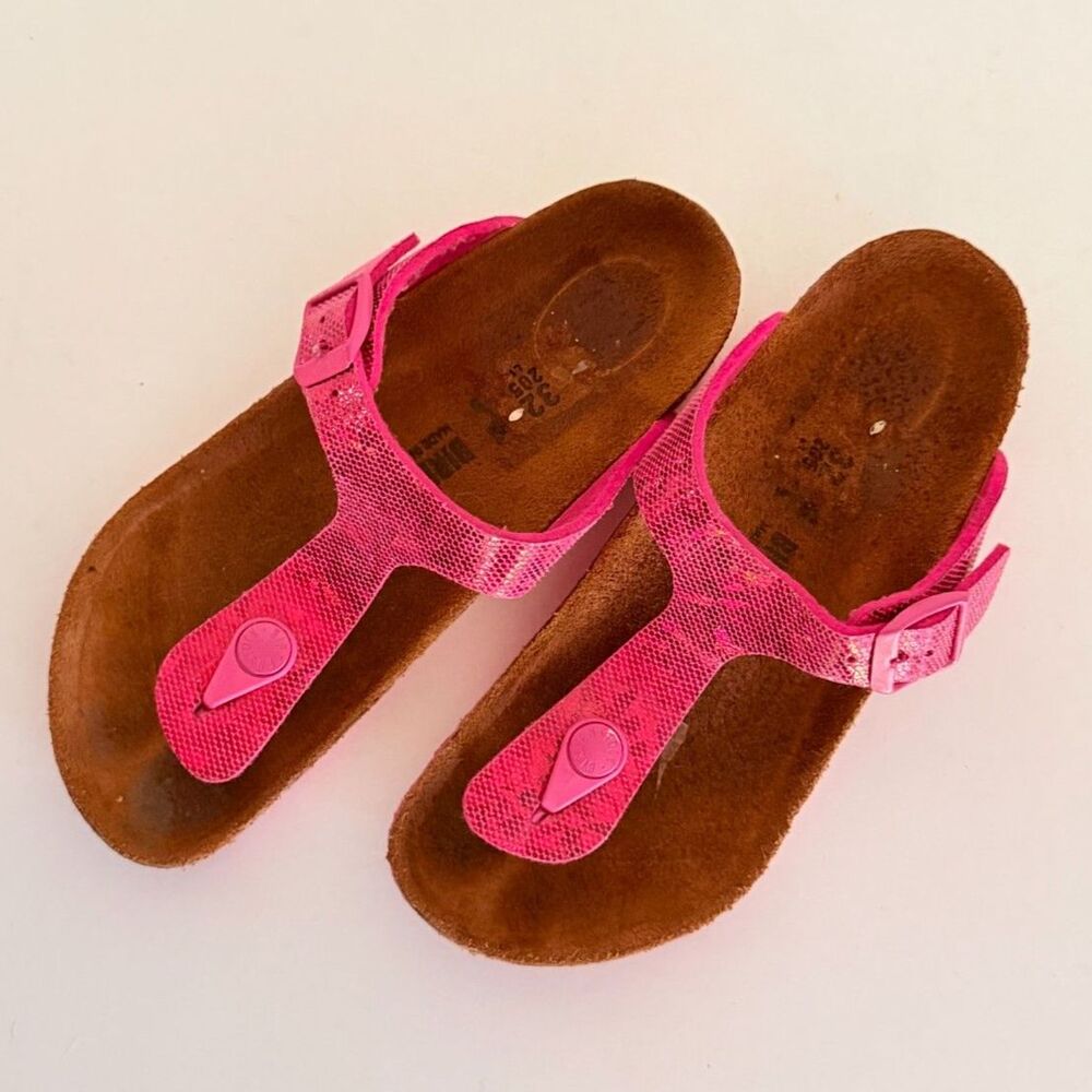 Birkenstock Gizeh Kids Hologram Pink Sandals, 32 Summer Shoe